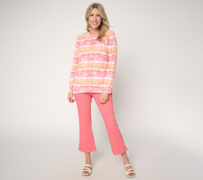 Denim & Co. Regular Watercolor Striped Tunic w/ Beach Motif — View 5