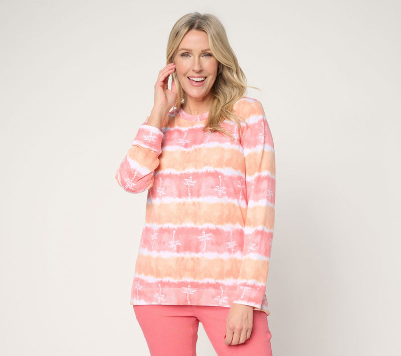 Denim & Co. Regular Watercolor Striped Tunic w/ Beach Motif — Main view