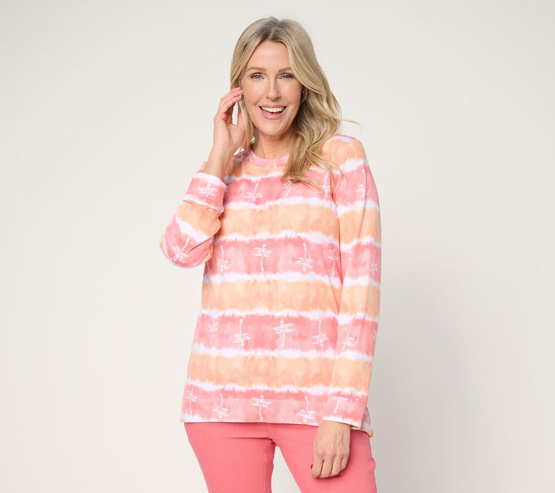 Denim & Co. Regular Watercolor Striped Tunic w/ Beach Motif — View 15