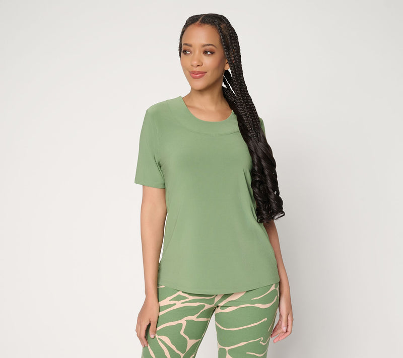 Attitudes by Renee Como Jersey Reversible Neckline Top — View 13