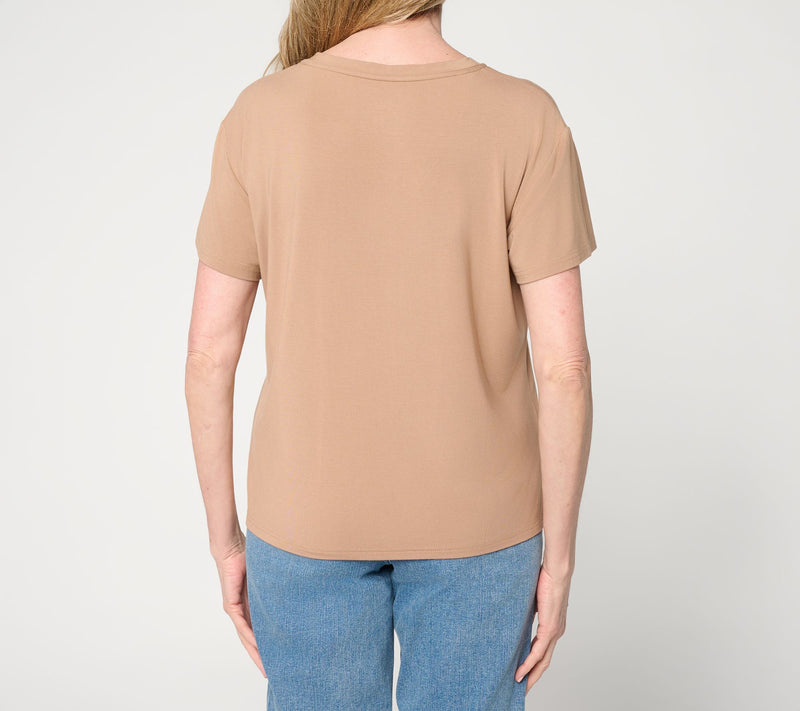 Me by Jennie Garth Ecovero Knit V Neck Tee — View 3
