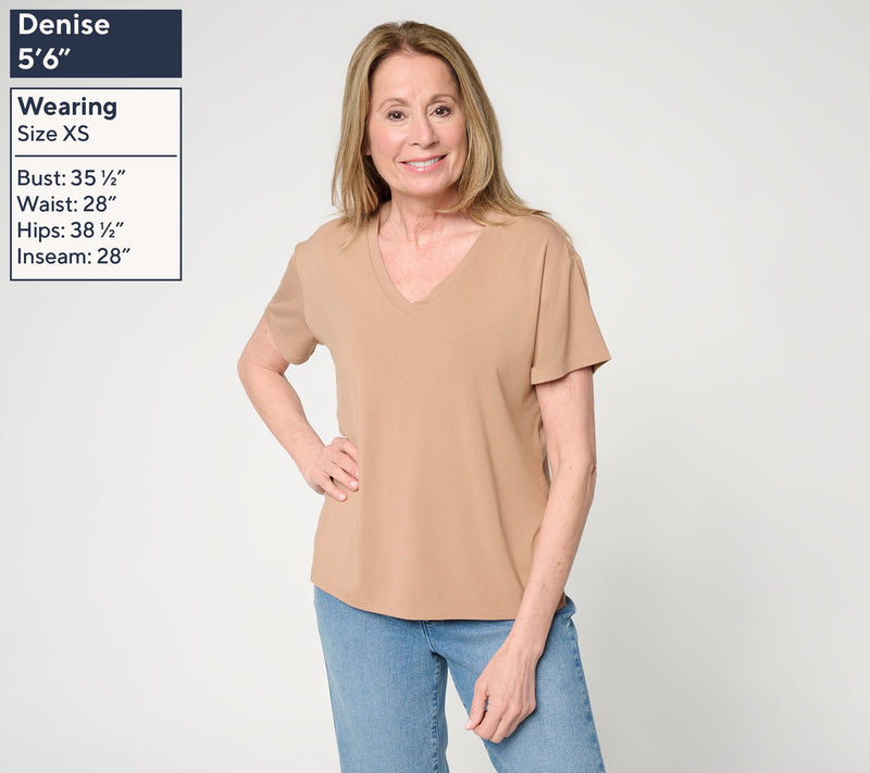Me by Jennie Garth Ecovero Knit V Neck Tee — View 2