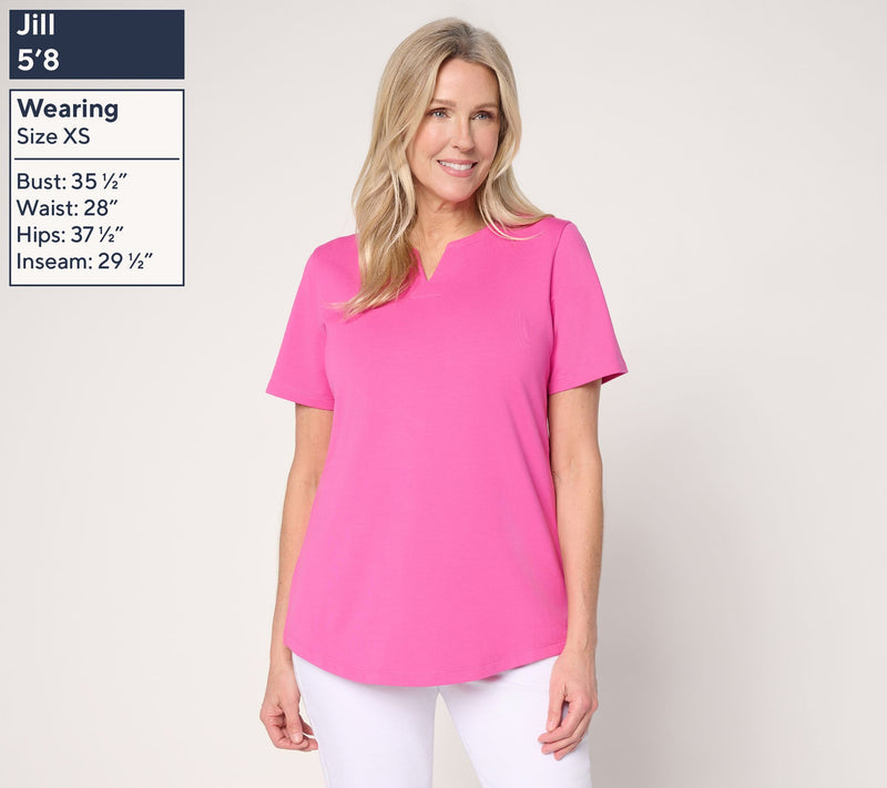 Denim & Co. EasyWear French Terry Top with Shirttail Hem — View 3