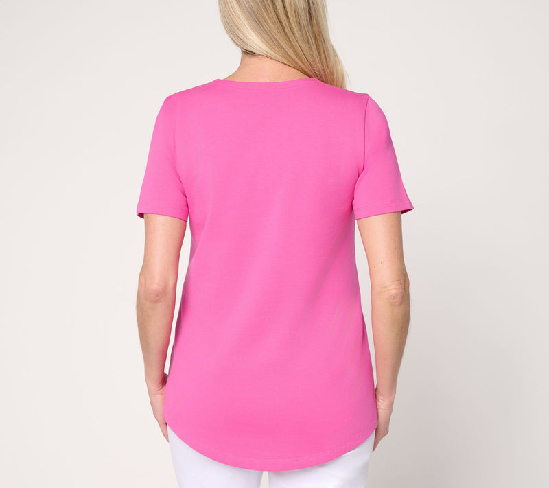 Denim & Co. EasyWear French Terry Top with Shirttail Hem — View 4