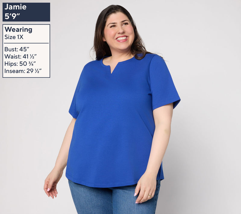 Denim & Co. EasyWear French Terry Top with Shirttail Hem — View 2