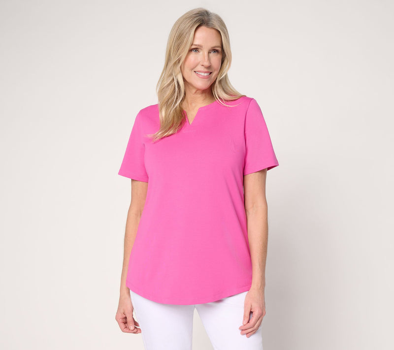 Denim & Co. EasyWear French Terry Top with Shirttail Hem — View 12