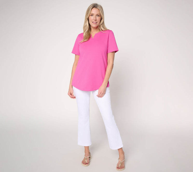 Denim & Co. EasyWear French Terry Top with Shirttail Hem — View 5