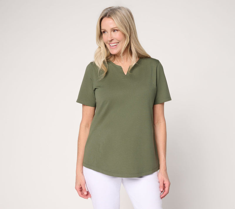 Denim & Co. EasyWear French Terry Top with Shirttail Hem — View 13