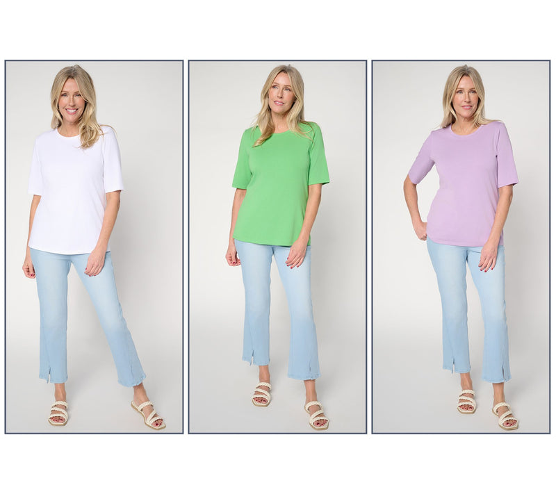Denim & Co. Essentials Favorite Jersey 3-Pack Elbow Sleeve Tops — View 5