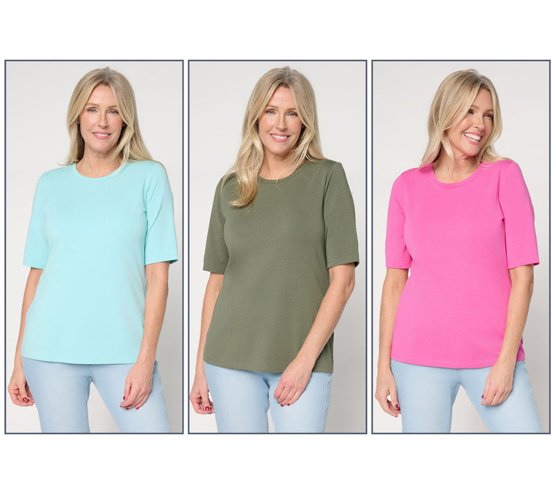 Denim & Co. Essentials Favorite Jersey 3-Pack Elbow Sleeve Tops — View 13