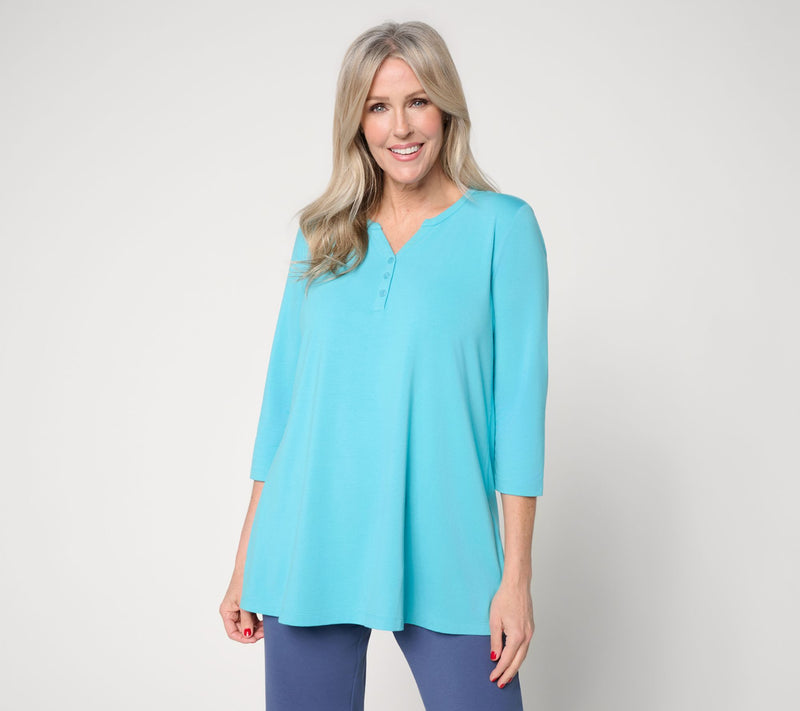 Denim & Co. Essentials Petite So Soft Jersey Henley Tunic — View 12