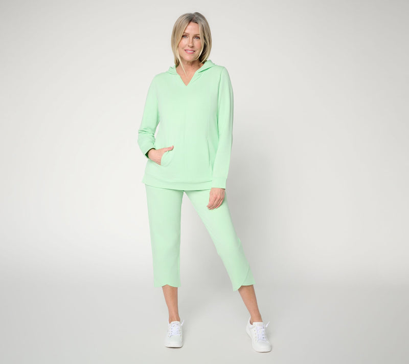 Denim & Co. Active Petite French Terry Crop Pants w/ Tulip Hem — View 7