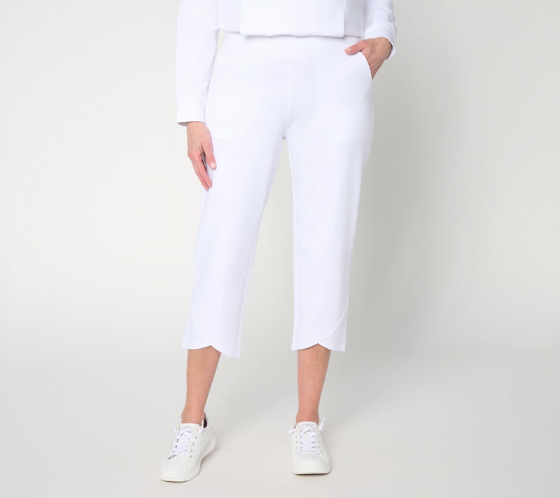 Denim & Co. Active Petite French Terry Crop Pants w/ Tulip Hem — View 12