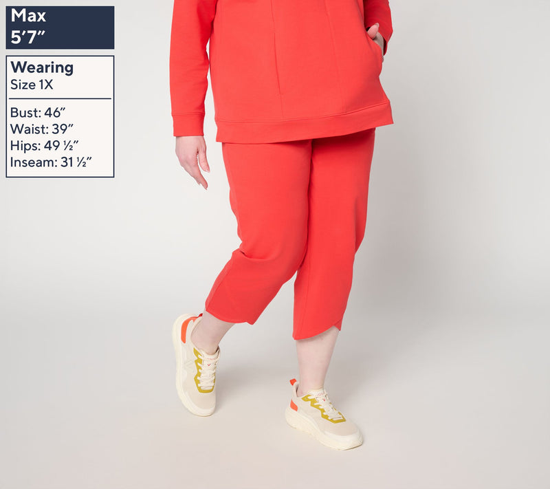 Denim & Co. Active Petite French Terry Crop Pants w/ Tulip Hem — View 4