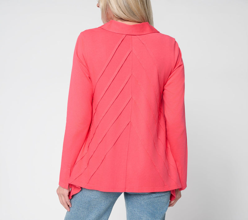 LOGO Lavish by Lori Goldstein Shark Bite Shirt with Pintuck Detail — View 9
