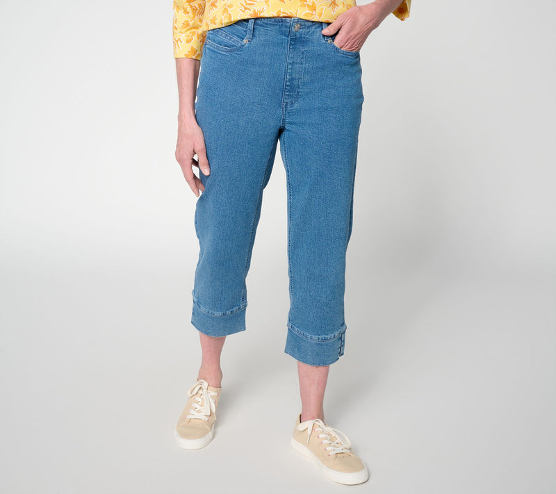 Denim & Co. Regular Indigo Classic Stretch Crop Pants with Cuffs — View 5