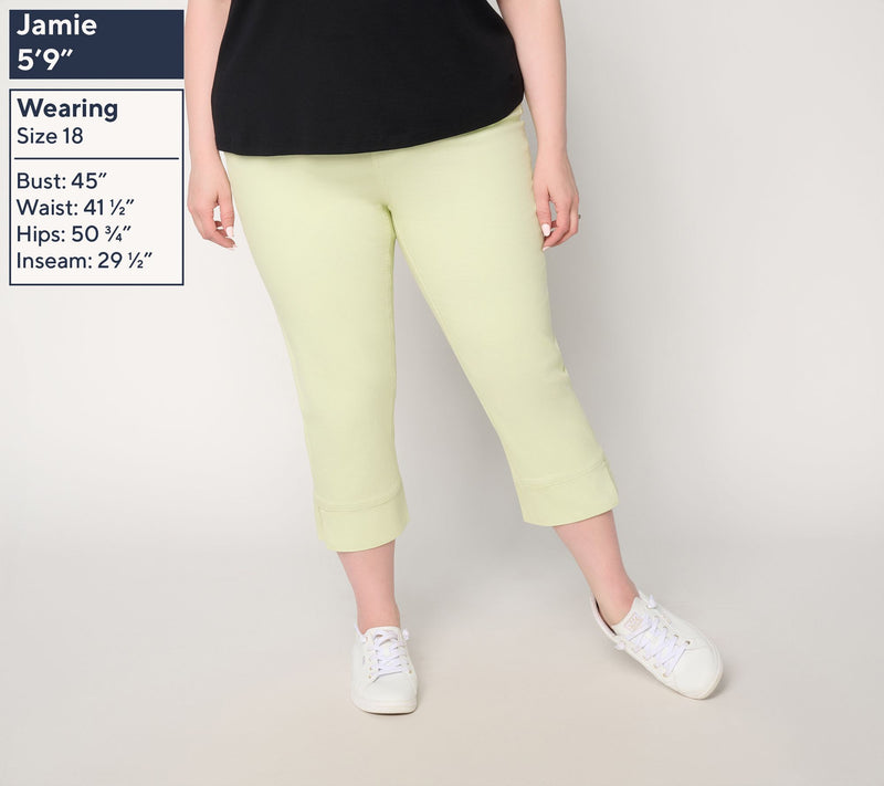 Denim & Co. Regular Classic Stretch Crop Pants with Cuffs — View 2