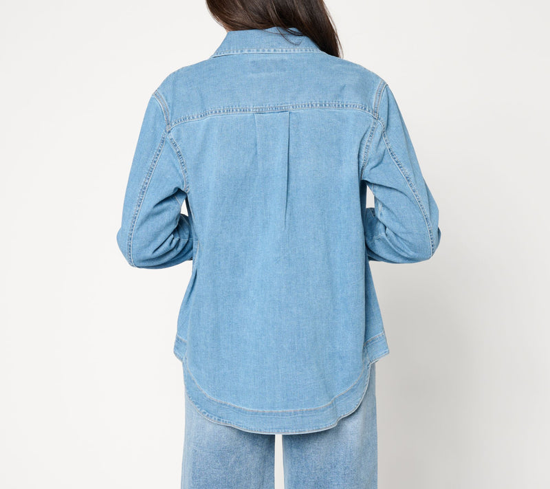 Liverpool Los Angeles Weekender Shirt Jacket - Light Wash — View 5