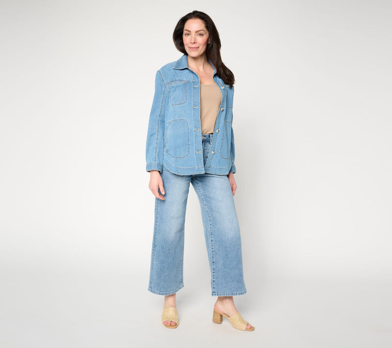 Liverpool Los Angeles Weekender Shirt Jacket - Light Wash — View 6