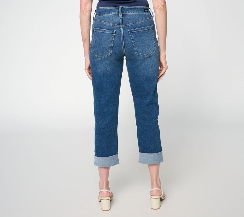 Liverpool Los Angeles Crop Jeans with Wide Roll Cuff- Inverness Med — View 4