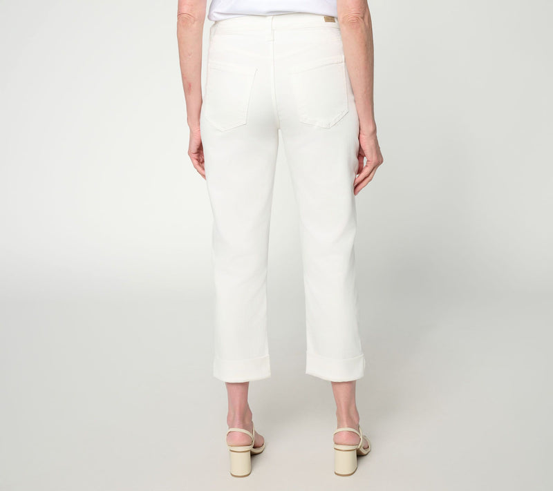 Liverpool Los Angeles Crop Jeans with Wide Roll Cuff- Bone White — View 5