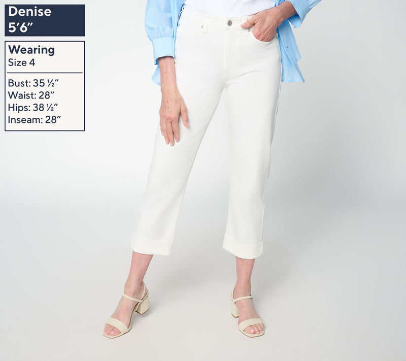 Liverpool Los Angeles Crop Jeans with Wide Roll Cuff- Bone White — View 4