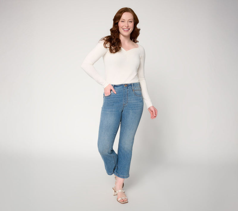 Liverpool Los Angeles Gia Glider Crop Jeans w/ Tulip Hem - Landmark — View 5