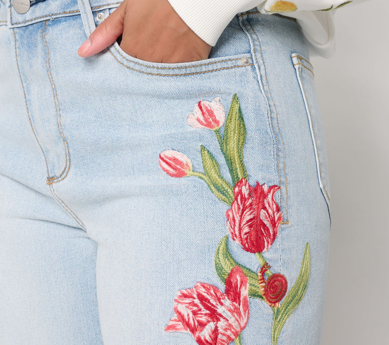 Driftwood Jeans IRA Straight Leg Jeans - Twirly Tulips — View 5