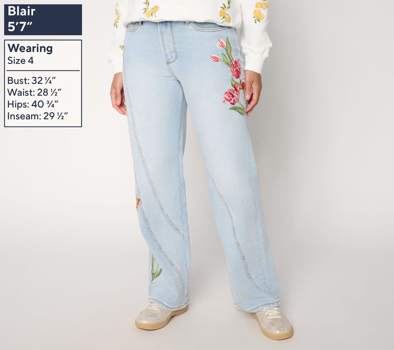 Driftwood Jeans IRA Straight Leg Jeans - Twirly Tulips — View 2