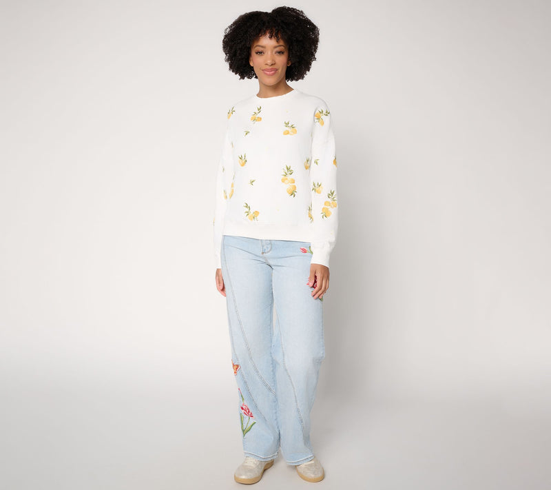 Driftwood Jeans IRA Straight Leg Jeans - Twirly Tulips — View 4