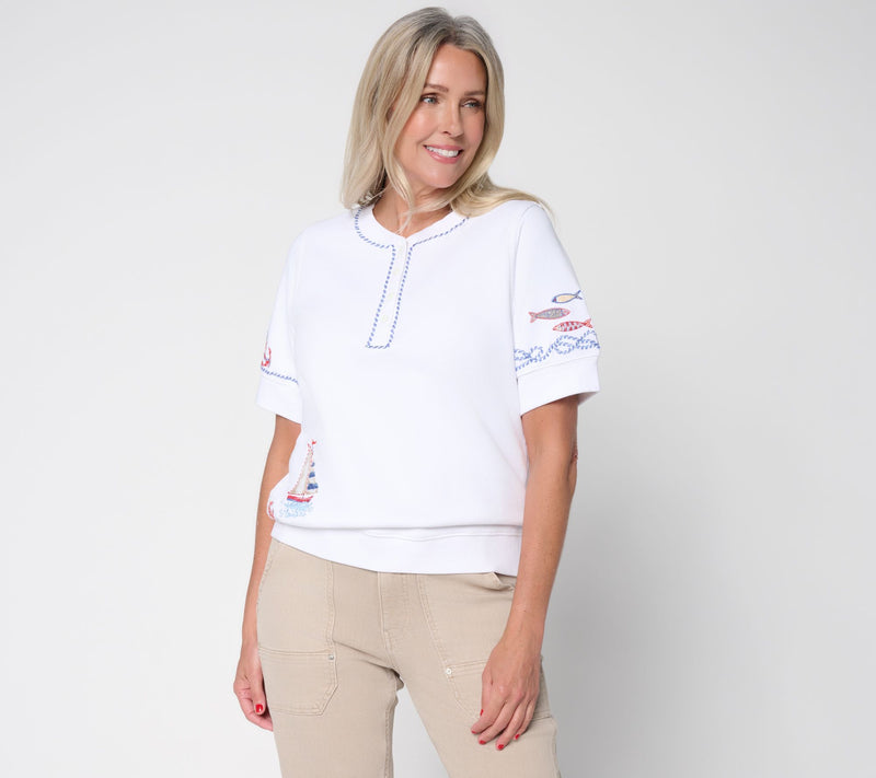 Driftwood Jeans Short Sleeve Henley Top - Going Coastal — Main view