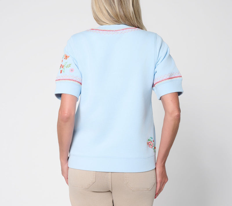 Driftwood Jeans Short Sleeve Henley Top - Gardenia Dream — View 5