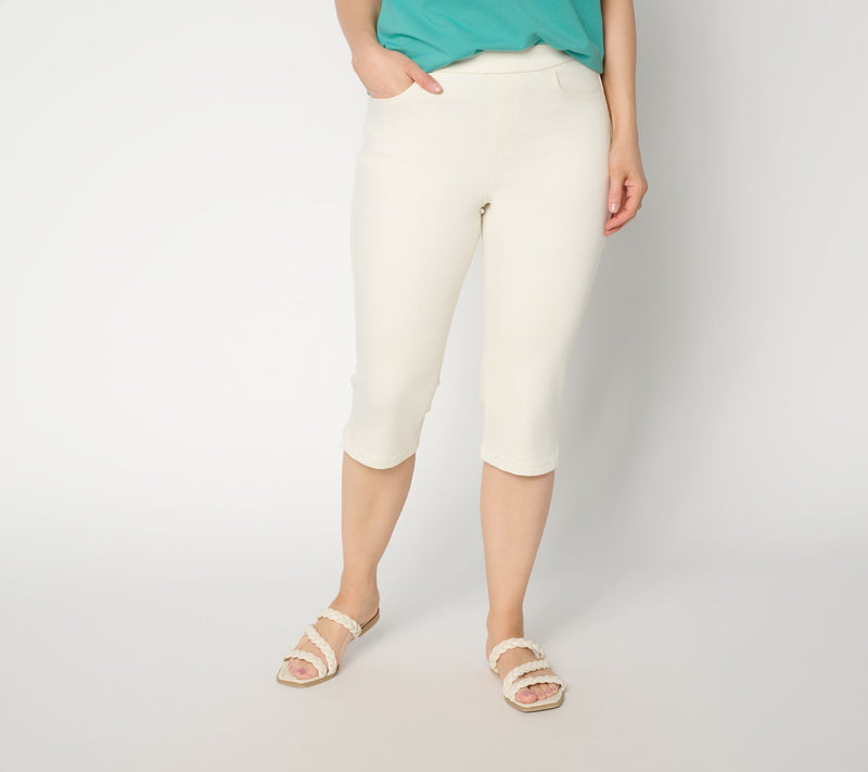 Susan Graver Stretch Denim Regular Pull-On Pedal Pusher — View 5