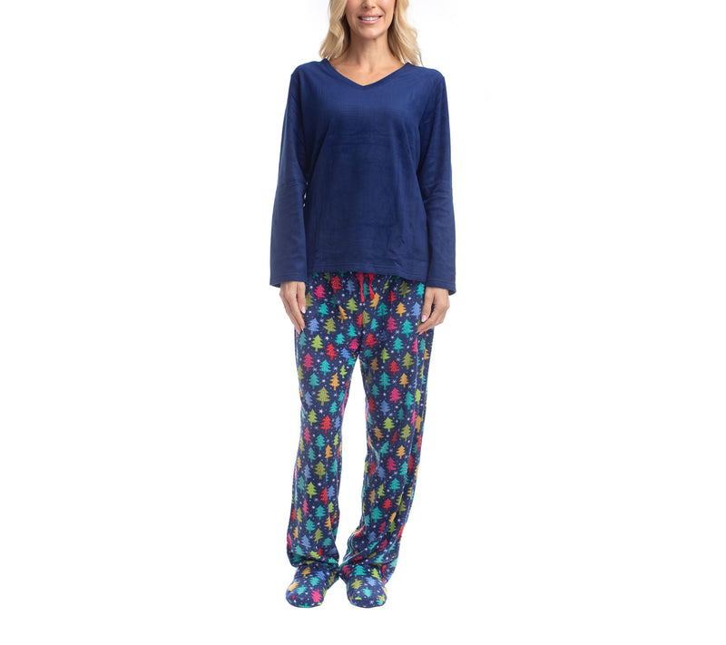Goodnight Kiss Ladies' PJ Set & Slipper Sock Bundle — View 10