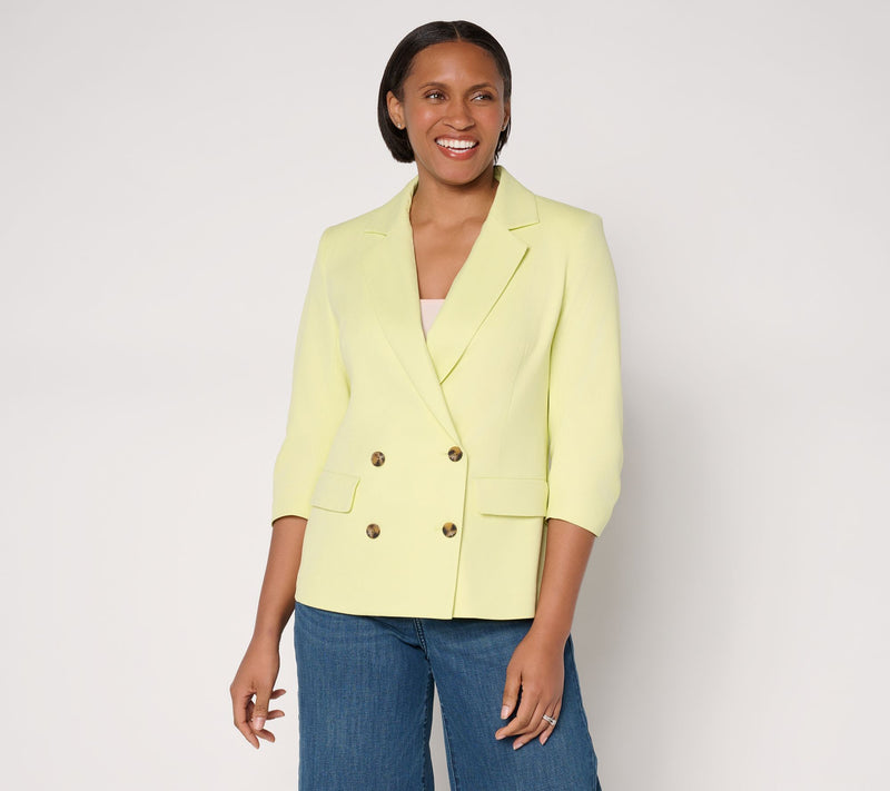 Studio Park x Amy Stran Ruched 3/4 Sleeve Blazer — Main view