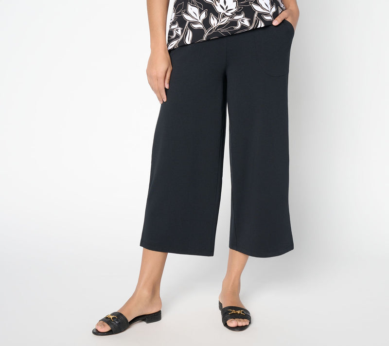 Denim and Co. Regular Beach Jersey Wide Leg Crop Pants — View 16