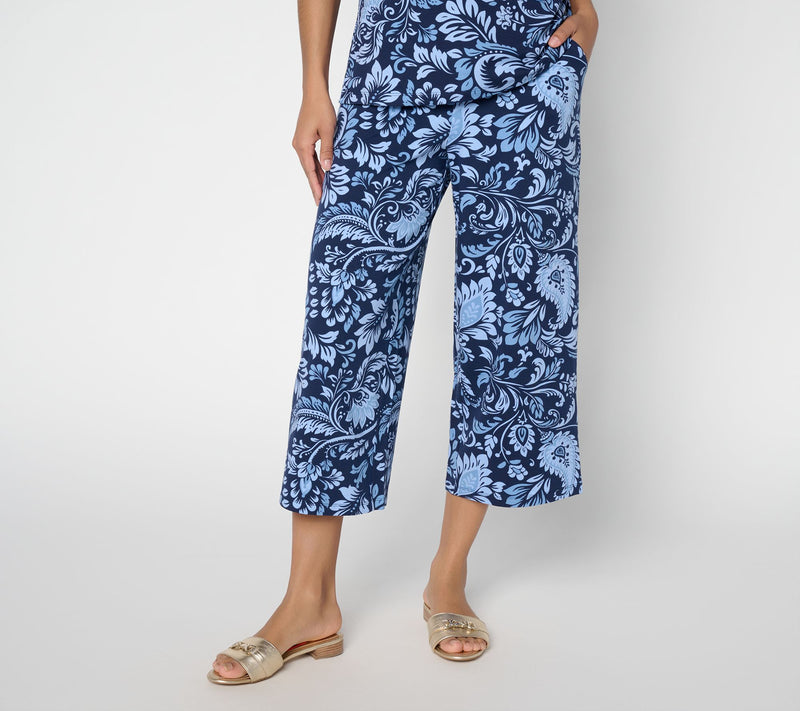 Denim and Co. Regular Beach Jersey Wide Leg Crop Pants — View 19