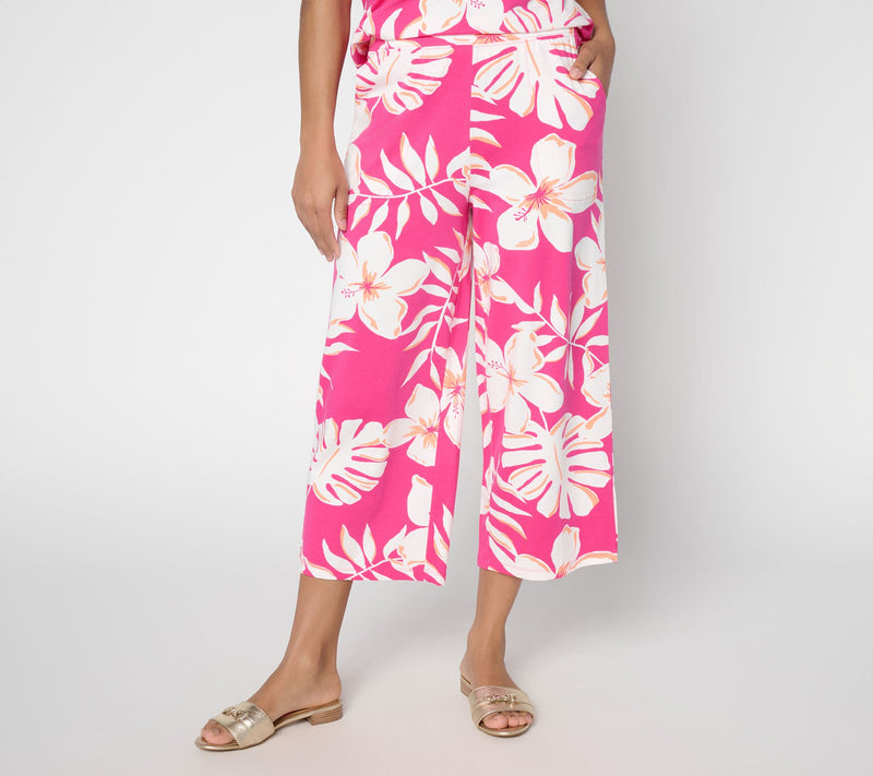 Denim and Co. Regular Beach Jersey Wide Leg Crop Pants — View 21