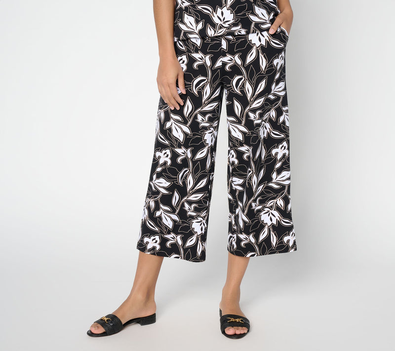 Denim and Co. Regular Beach Jersey Wide Leg Crop Pants — View 22