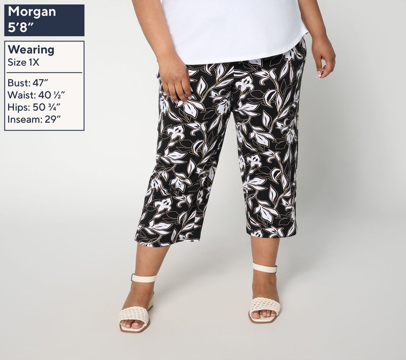 Denim and Co. Petite Beach Jersey Wide Leg Crop Pants — View 2
