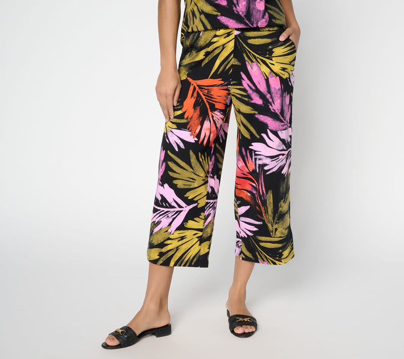 Denim and Co. Petite Beach Jersey Wide Leg Crop Pants — View 18