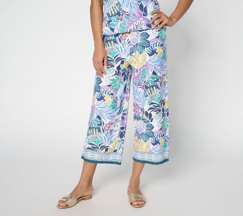 Denim and Co. Petite Beach Jersey Wide Leg Crop Pants — View 20