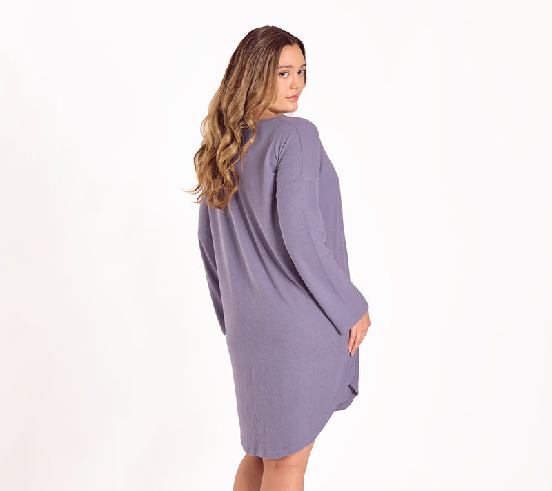 iCollection Soft Waffle Stretch-Knit Sleep Shirt-Dress — View 6