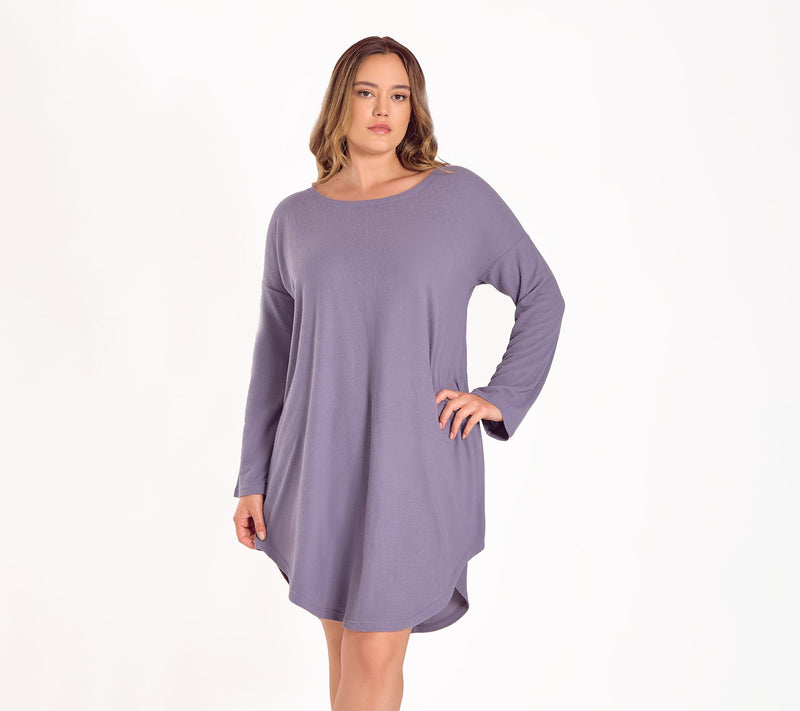 iCollection Soft Waffle Stretch-Knit Sleep Shirt-Dress — View 5