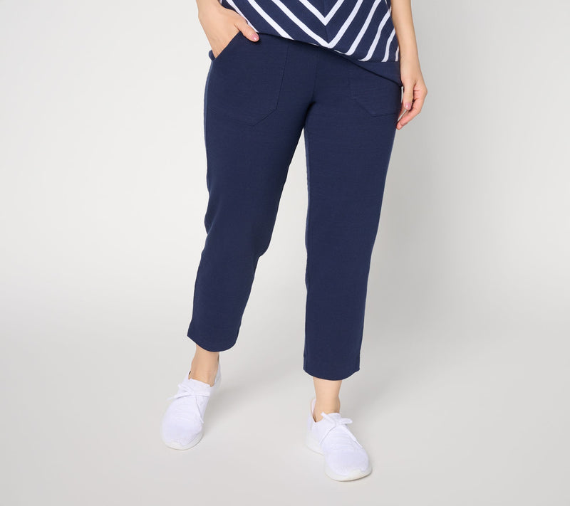 Denim & Co. Regular Textured Cotton Straight Leg Crop Pants — View 10