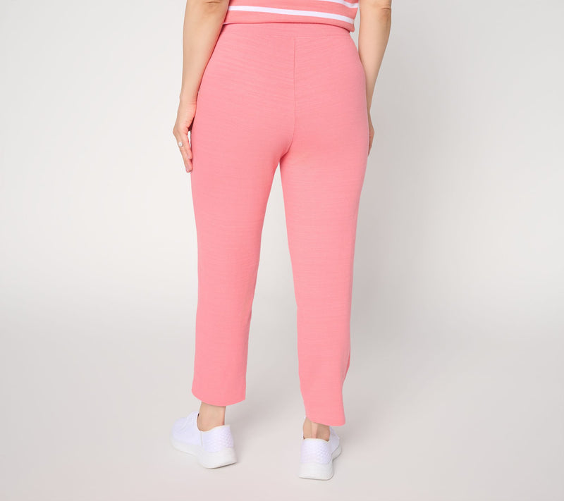 Denim & Co. Regular Textured Cotton Straight Leg Crop Pants — View 4