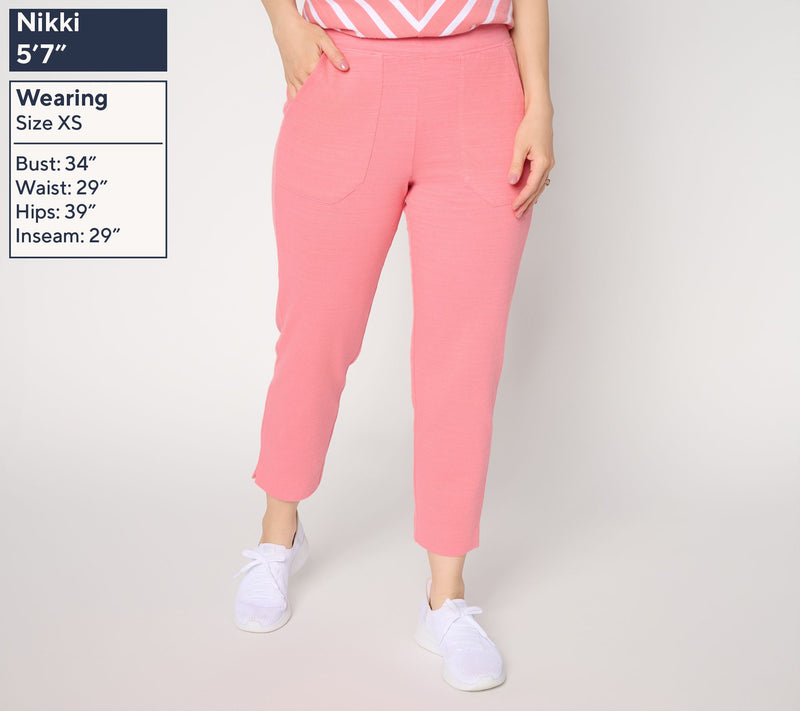 Denim & Co. Petite Textured Cotton Straight Leg Crop Pants — View 3