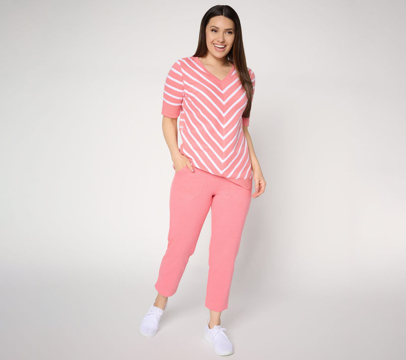 Denim & Co. Petite Textured Cotton Straight Leg Crop Pants — View 5