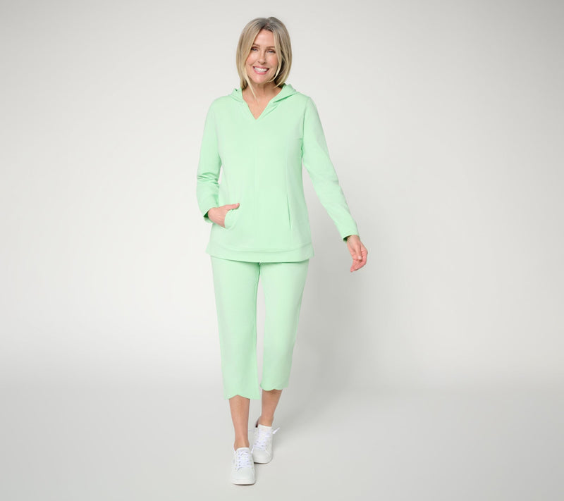 Denim & Co. Active French Terry V-Neck Hooded Pullover — View 7