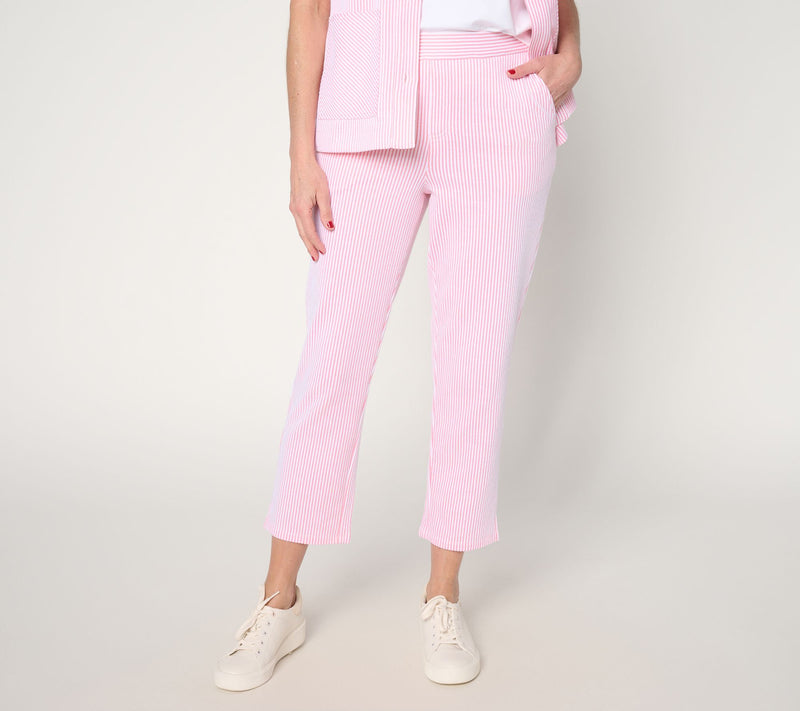 Denim & Co. Regular Knit Seersucker Pull-On Crop Pants — Main view